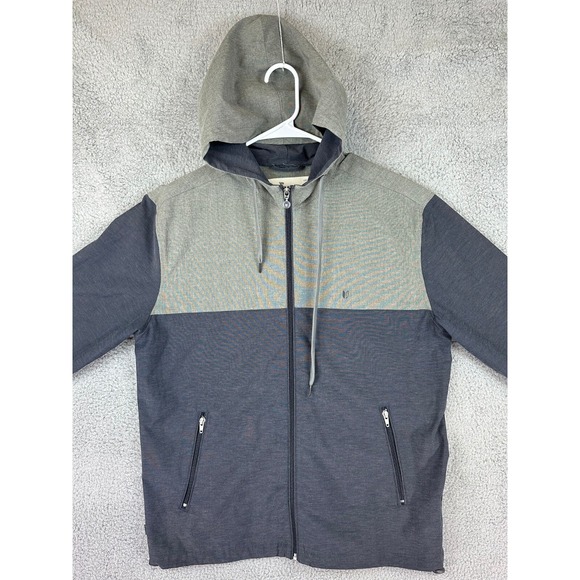 LinkSoul Jacket Mens Medium Hooded Windbreaker Performance Stretch Full Zip Gray